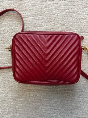 Quince Italian Leather Quilted Crossbody Bag in Burgundy